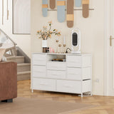 Furnulem White Dresser for Bedroom, Wide Chest of Drawers with Power Outlet for 55" TV Stand Entertainment Center, Deep 8 Drawers for Storage in Living Room,Entryway,Hallway,Closet(White) Furnulem