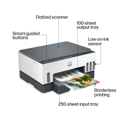 HP Smart -Tank 7001 Wireless All-in-One Cartridge-free Ink -Tank Printer, up to 2 years of ink included, mobile print, scan, copy (28B49A)