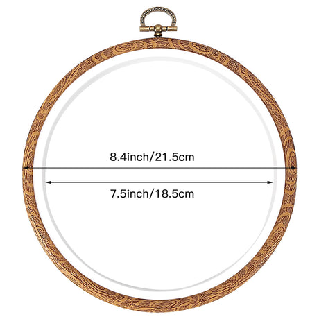 Pllieay 8inch Embroidery Hoop Frame Imitated Wood Embroidery Circle Round Display Frame Ring Cross Stitch Hoops Embroidery Hoops Set for Art Craft Sewing and Hanging, Rug Punch Set Pllieay