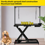 Dog Grooming Table, 50'' Electric Lift Heavy Duty Cat Grooming Table with Aluminium Overhead Arm, Adjustable Pet Grooming Table with Anti Slip Tabletop for Grooming, Trimming, Dressing, Drying(Black) TROPOW
