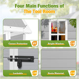 Greesum Outdoor Storage Shed 6X4FT All-Weather Resin Tool Room with Floor for Garden,Backyard,Pool Tool, Light Grey Greesum