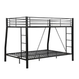 ZMIZAKOY Metal Full XL Over Queen Bunk Bed for Adults, Heavy Duty Bunk Bed Full Over Queen with 2 Ladders & Safety Guardrail for Kids and Adults, Easy Assemble Queen Size Bunk Beds (Black) ZMIZAKOY