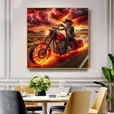 VCLKDIY Skull Motorbike Diamond Art Kits for Adults, 5D Diamond Painting Kits for Adults Beginners, DIY Full Round Drill Diamond Dot Painting Gem Art Kits for Adult, Home Wall Decor 13.8x13.8 Inch VCLKDIY