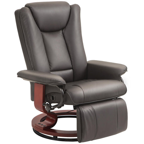 HOMCOM Manual Swivel Recliner Chair, PU Leather Reclining Chair with Footrest for Living Room, Brown HOMCOM