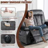 GUEAPY Power Reclining Loveseat with Console, Heat & Massage, Wall Hugger Design - 2-Seat Sofa with Cup Holders, USB & Type-C Ports, Plush Dutch Velvet Recliner for Living Room, RV, Office, Apartment GUEAPY