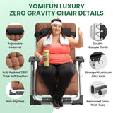 YOMIFUN Oversized Zero Gravity Chair, XL lounge Chair 29” Width, Padded Reclining Camping Chair W/Removable Cushion & Adj Headrest, Storage Bag, Footrest Cushion, Cup Holder, For Indoor Outdoor, Brown YOMIFUN