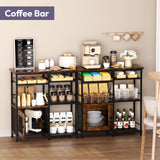 SWTYMIKI Coffee Bar Cabinet Station - Farmhouse Small Coffee Stand Station with Doors, Rustic Storage Organizer for Kitchen, Buffet Sideboard Cabinet Table for Home, Office, Corner, Bar, Espresso SWTYMIKI