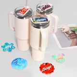 ToBeAce Sublimation Name Plate Blanks Acrylic for Stanley 40 oz Tumblers H2.0 & H1.0, Sublimation Topper Personalized Name Tag for Customized Stanley Cup, Heart (8 Pcs, NOT 30/20 oz) ToBeAce