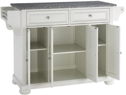 Crosley Furniture Alexandria Kitchen Island with Solid Grey Granite Top - White - WoodArtSupply