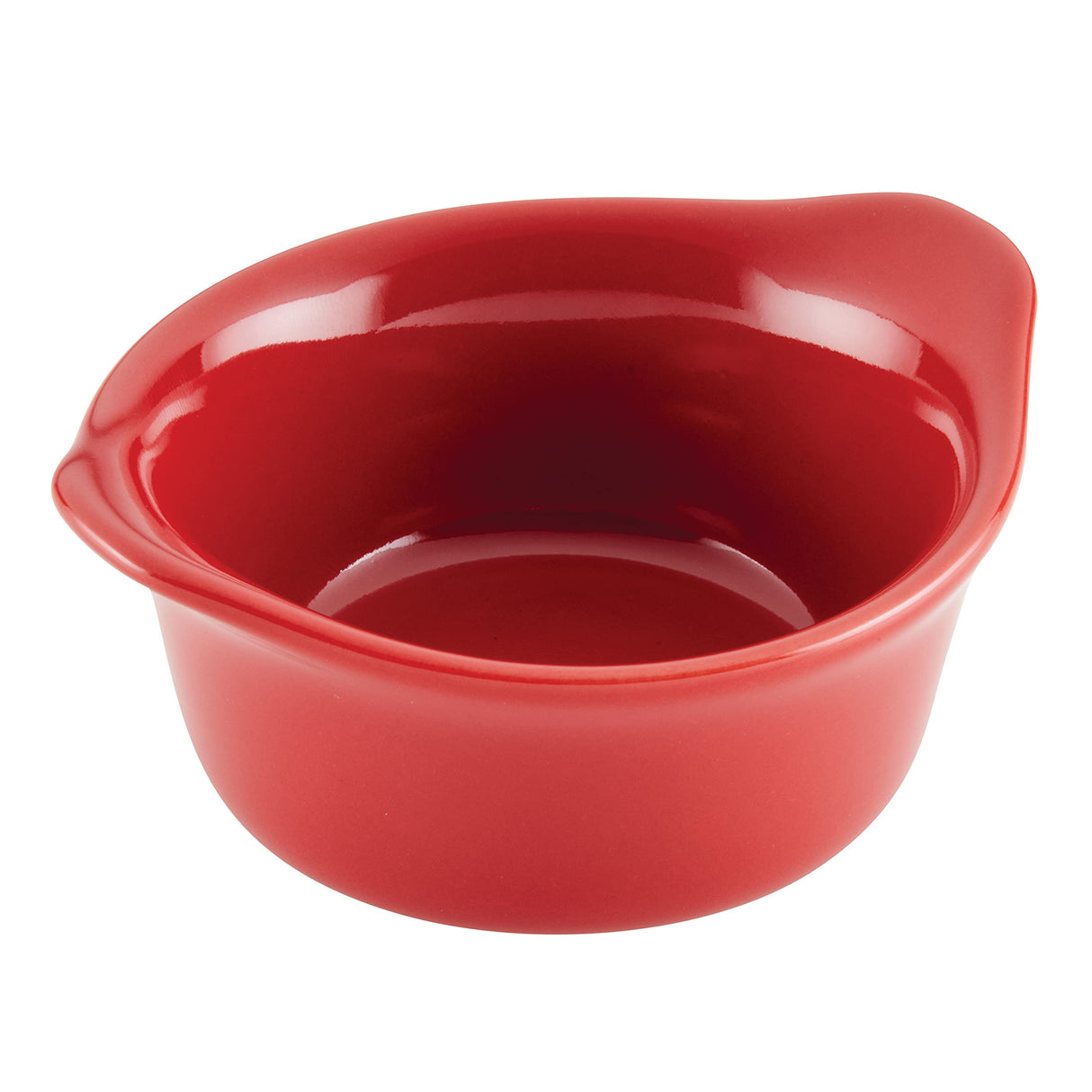 Rachael Ray Solid Glaze Ceramics Round Ramekins/Dipping Cup Set, 4 Piece, Red Rachael Ray