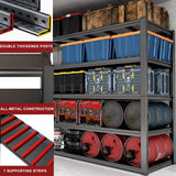 PMKES 65" W Garage Shelving Heavy Duty, Adjustable 5 Tier Metal Shelves, Commercial Metal Shelf Rack, Industrial Shelving PMKES