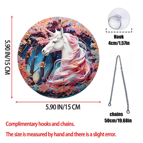 DTSFHTDAL Stained Acrylic Window Hanging, Animal Decoration Suncatcher for Window Suncatchers Sofa Wall Hanging Ornament TV Wall Hangings with Chain and Hook Indoor Hanging Art (Unicorn) DTSFHTDAL