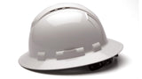 PYRAMEX Ridgeline Full Brim Hard Hat, Vented, 4-Point Ratchet Suspension, White Pyramex Safety