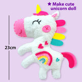 KRAFUN Beginner My First Unicorn Sewing Kit for Kids Art & Craft, Doll Plushie Animal, Instructions & Plush Felt Materials for Learn to Sew, Embroidery, Age 7 8 9 10 11 12 KRAFUN
