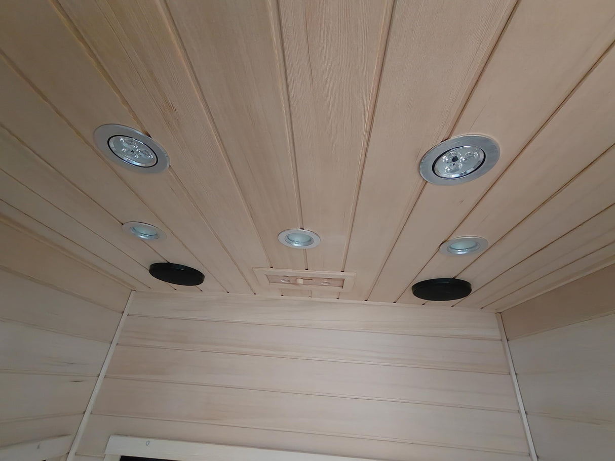 Tulib 2-Person Infrared Home Sauna Hemlock Sauna Spa with 1750W,10 Mints Per-Warm Up,Low EMF,Temperature Protection and Bluetooth Auto System Indoor Sauna Tulib