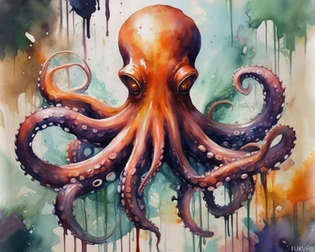 FUKVHIL Paint by Numbers Octopus Ocean Creature Painting by Number for Adults DIY Digital Painting for Beginners Wall Decor Drawing Gift 16x20inch FUKVHIL