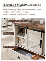 T4TREAM Farmhouse Dresser for Bedroom w/4 Drawers & Sliding Barn Doors, 48'' Wide Chest of Drawers, Rustic Dresser TV Stand w/Shelf, Dresser Organizer for Bedroom, Living Room, Entryway, Antique White T4TREAM