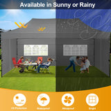 COBIZI 10x20 Pop Up Canopy with 6 Sidewall,Heavy Duty Canopy UPF 50+ All Season Wind Waterproof Commercial Outdoor Wedding Party Tents for Parties Canopy Gazebo with Roller Bag(10 x 20 ft Gray) COBIZI