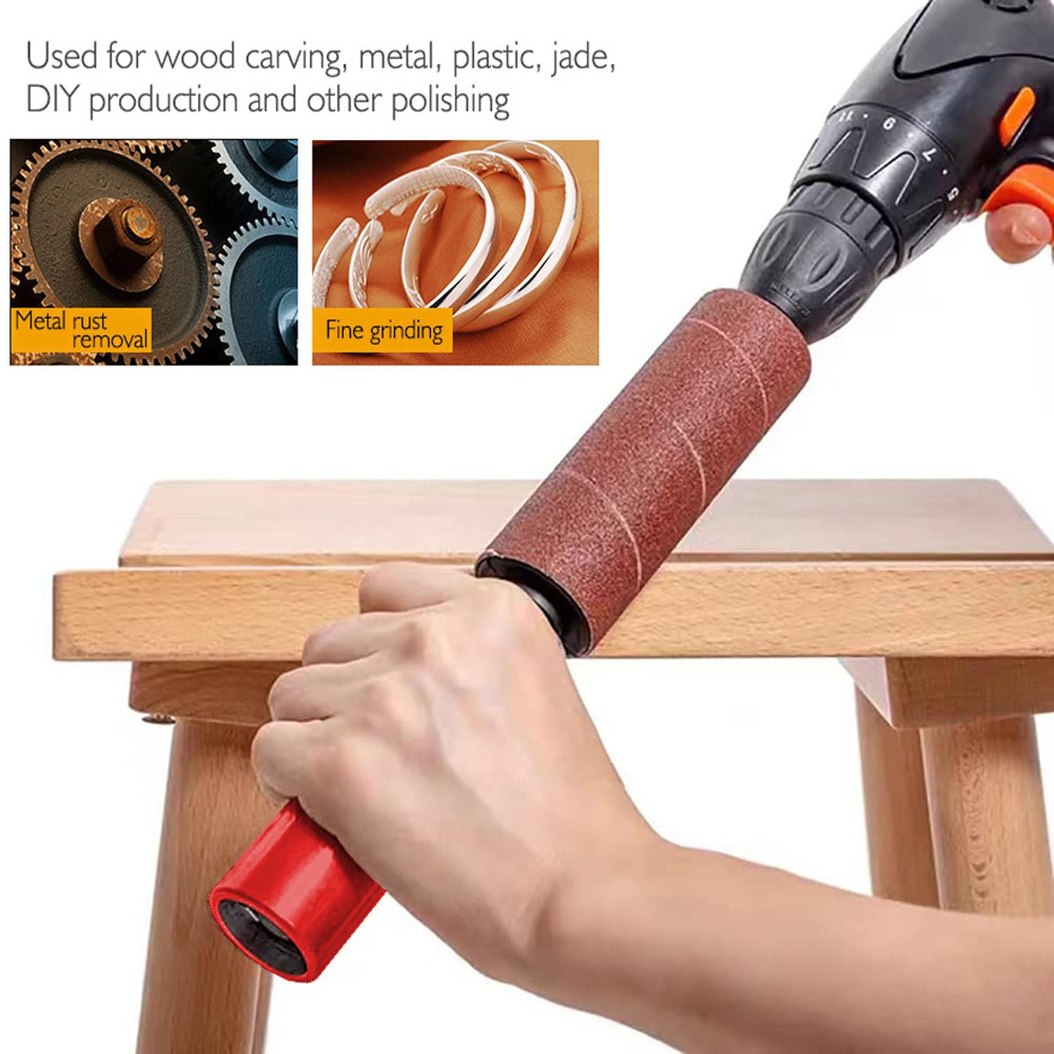 Portable Spindle Sander Drum Sander Set Hand-Held Rubber Sanding Drum Held Rubber Sanding Drum for Metal Wood Glass Stone for Drill 4-1/2" x 1-1/2" - WoodArtSupply