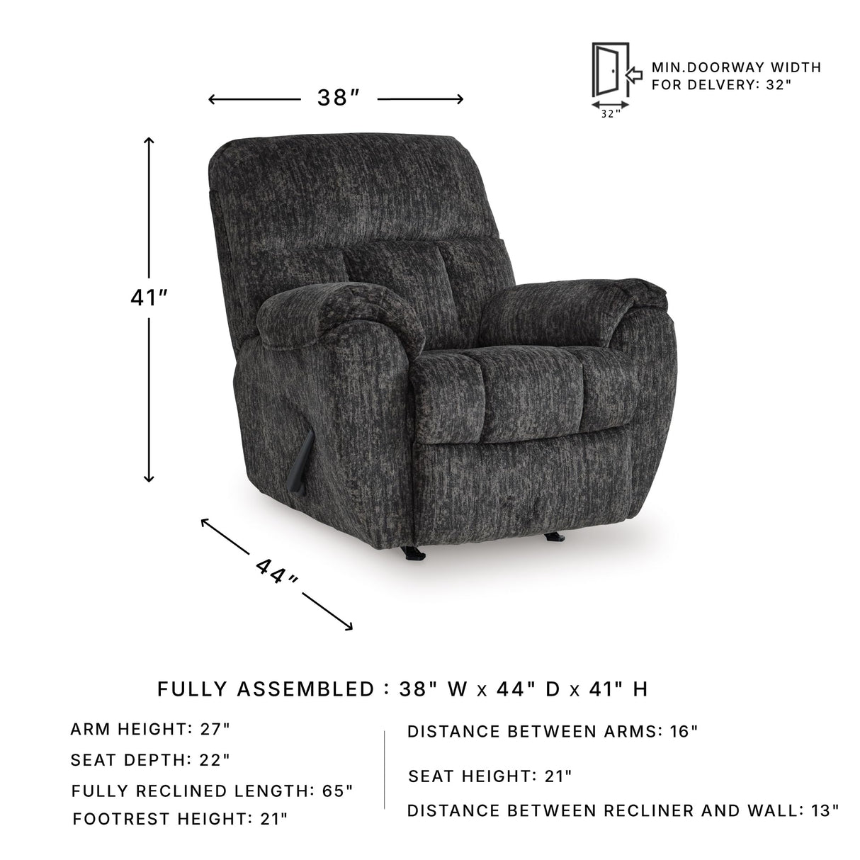 Signature Design by Ashley Rampant Casual Manual Rocker Recliner with Pillow-Top Arms, Gray Signature Design by Ashley