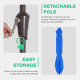 JEAREY 6.6 FT x 10 FT 2-Tiers Rectangular Patio Umbrellas Outdoor Large Market Umbrella With Push Button Tilt and Crank Lift System 6 Sturdy Ribs UV Protection Waterproof Sunproof, Royal Blue JEAREY