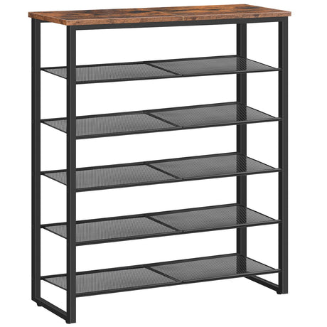 HOOBRO Shoe Rack, 6-Tier Shoe Organizer, for 18-24 Pairs of Shoes, Large Capacity Shoe Storage Shelf, Durable and Stable, for Entryway, Closet, Hallway, Dorm Room, Industrial, Rustic Brown BF67XJ01G1 HOOBRO