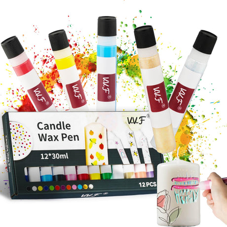 Candle Wax Pen Set for White Candle Painting, 12-Color for DIY Candle Making, Candle Pen Create Your Own Colorful Candle, Halloween Deacoraing Candles Crafts Making Wedding Birthday Party Centerpiece VVF