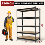 BIG RED 5 Tier Heavy Duty Garage Storage Shelving: Adjustable Metal Utility Shelving Rack for Garage, Basement, Pantry, Closet - 3,000lb Capacity (72"x48"x24") Black BIG RED