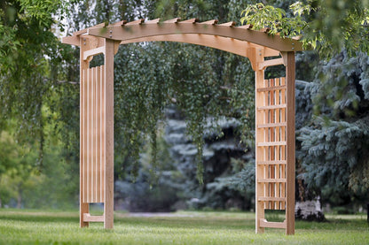 All Things Cedar PA106 Garden Arbor | 8-Ft Handcrafted Wooden Trellis for Climbing Plants Outdoor | Cedar Wedding Arches for Ceremony | Easy Assembly, Timeless Elegance, Weather Resistant 94x47x87