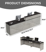 Anzhap L-Shaped Reception Desk with Counter, Front Desk Reception Counter with Drawer, Keyboard Tray & Cable Box for Office, Salon, Lobby, Checkout, Retail(Grey + Black/Left, 79" L * 24" W * 39" H) Anzhap