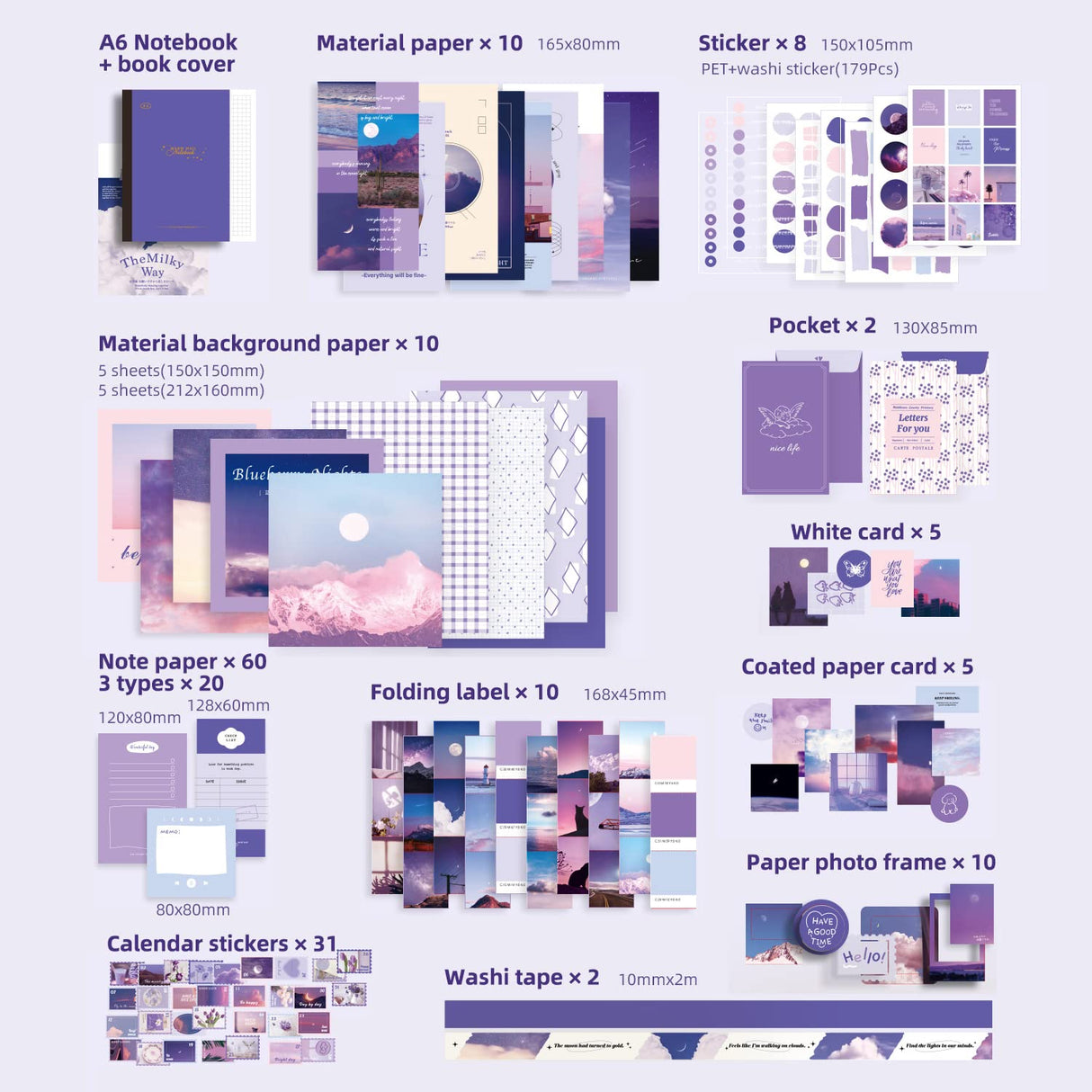 348 Pcs Scrapbooking Supplies Kit, Vintage Aesthetic Scrapbook Kit for Bullet Junk Journal, Stationery, A6 Grid Notebook, DIY Journaling Supplies, Birthday Craft Gift for Teen Girl Kid Women emmoolife