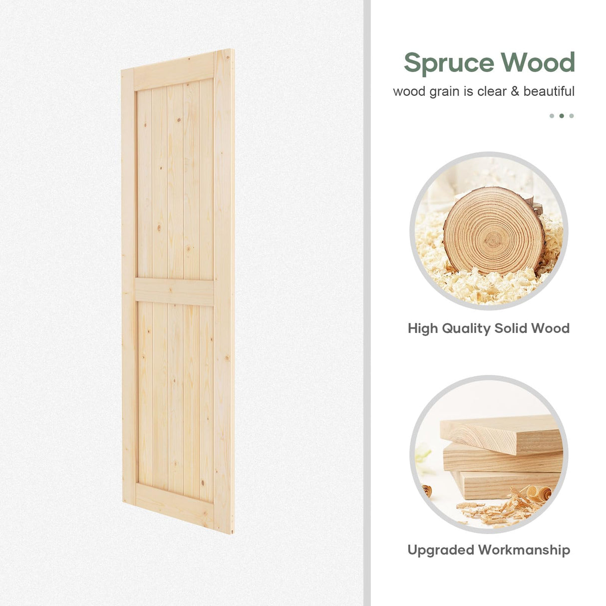 ROYMELO 32x84 inch Sliding Barn Wood Door Slab with 5.5ft Hardware Kit, Requires Simple DIY Assembly ROYMELO