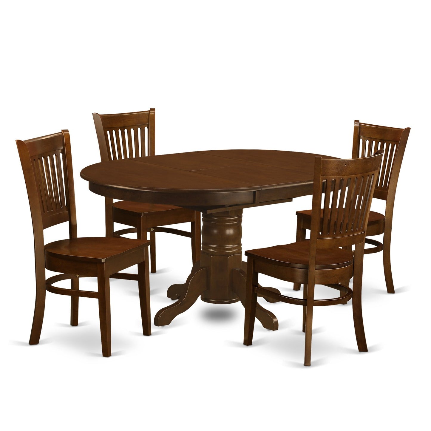 East West Furniture KEVA5-ESP-W 5 Piece Kitchen Table Set for 4 Includes an Oval Dining Table with Butterfly Leaf and 4 Dining Room Chairs, 42x60 Inch, Espresso - WoodArtSupply