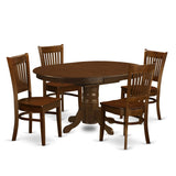 East West Furniture KEVA5-ESP-W 5 Piece Kitchen Table Set for 4 Includes an Oval Dining Table with Butterfly Leaf and 4 Dining Room Chairs, 42x60 Inch, Espresso East West Furniture