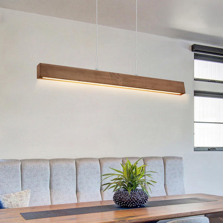 EDISLIVE Wood Linear LED Pendant Light Dimmable LED Chandelier 41.3 in Adjustable Linear Hanging Light Fixture 3000K 20W Island Light for Dinning Room Kitchen EDISLIVE