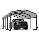 Hipicute 12' x 20' x 8.5' Heavy Duty Metal Carport with Galvanized Steel Roof, Steel Carport Kits Outdoor with Metal Roof, Galvanized Car Shelter for Tractors, Pickup, Boat, Car Hipicute