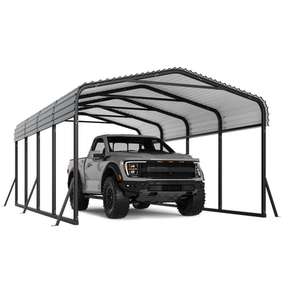 Hipicute 12' x 20' x 8.5' Heavy Duty Metal Carport with Galvanized Steel Roof, Steel Carport Kits Outdoor with Metal Roof, Galvanized Car Shelter for Tractors, Pickup, Boat, Car