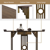 Wisfor Narrow Console Table for Entryway: 32in Brown Bamboo Hallway Table with Drawer for Living Room Bedroom, LxWxH 32x12.3x32.6in Wisfor