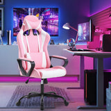 PayLessHere Ergonomic Racing Desk Chair Gaming Chair Computer Chair with Armrests 360° Swivel & Caster Pu Desk Task Chair Executive Headrest Lumbar Support for Back Pain Women Men and Adults,Pink PayLessHere