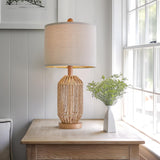 OYEARS 21" Boho Table Lamps Set of 2 for Living Room, Bedside Lamps for Nightstand, Rattan Lamp for Bedroom, Farmhouse Table Lamps for Boho Decor, End Table, Retro, Brown OYEARS