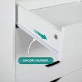 Naomi Home 7 Drawer Dresser for Bedroom, Stylish Tall Dressers with Wheels, Storage Shelves, Small Dresser for Closet, Makeup Dresser with 180 lbs Capacity - White Naomi Home