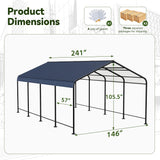 GRAVFORCE 12x20 FT Metal Carport, Heavy Duty Carports Canopy with Galvanized Steel Frame and Roof, Outdoor Garage Car Shed for Pickup, Boat, Cars and Tractors GRAVFORCE