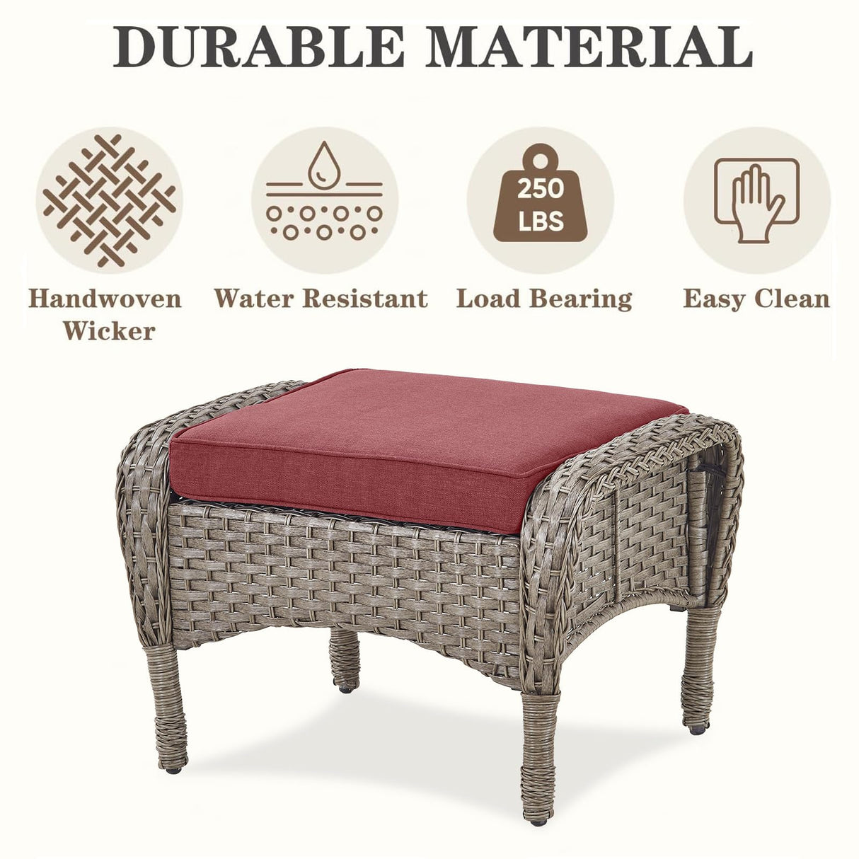 5 Piece Patio Rocking Chairs Furniture Set - Outdoor Wicker Furniture with Ottomans and Side Table, Rattan Conversation Bistro Set for Porch Balcony Backyard Belord