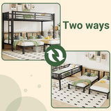 Mirightone Triple Bunk Bed Metal 3 Bed Bunk Beds for Kids Twin Over Twin Bunk Beds for 3 with Safety Guardrail for Teens Adults, Can Be Separated into 3 Twin Beds, Noise Free, Black Mirightone