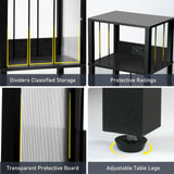 DGSANDGO Record Player Stand with Charging Station, 3 Tier End Table with Vinyl Record Holder, Record Shelf Up to 100 Albums, for Living Room, Bedroom, Office.（Black） DGSANDGO