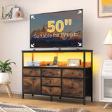 Yoobure TV Stand Dresser for Bedroom, 7 Fabric Drawers Entertainment Center, LED Dressers with Power Outlets, TV Stands for Living Room with Storage Shelf, TV Console Entertainment Stand up to 50" TV Yoobure