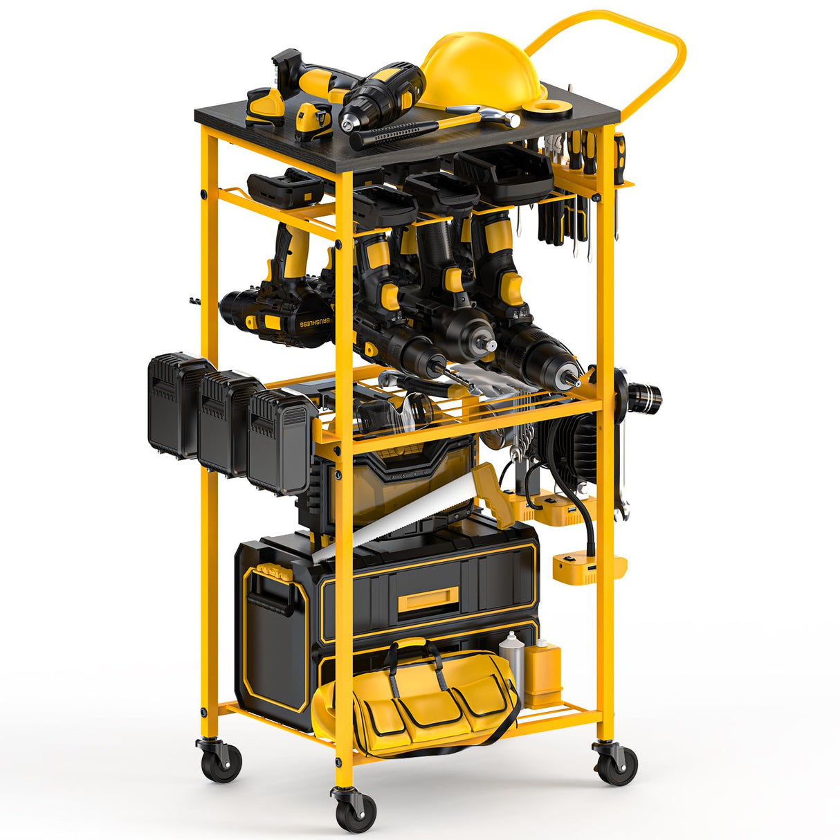 Ferreteriai Power Tool Organizer, Rolling Carts with Wheels, Screw Driver and Drill Organizer with Battery Holder, Tool Organizers and Storage for Garage, Workshop, DIY Use Ferreteriai