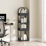 MAHANCRIS 4-Tier Bookshelf, Rotating Bookcase, 360° Spinning Book Shelf, Rotate Corner Book Shelve, Storage Rack, for Study, Home Office, Black BKBK3401 MAHANCRIS