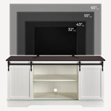 Yaheetech TV Stand for 65 Inch TV, Farmhouse Entertainment Center with Sliding Barn Doors, TV Media Console for Living Room, Bedroom, White & Espresso Yaheetech