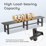 TECSPACE 71 Inches Aluminum Outdoor Weatherproof Bench Backless, 550 LBS Bearing Capacity Garden Porch Bench, Black TECSPACE